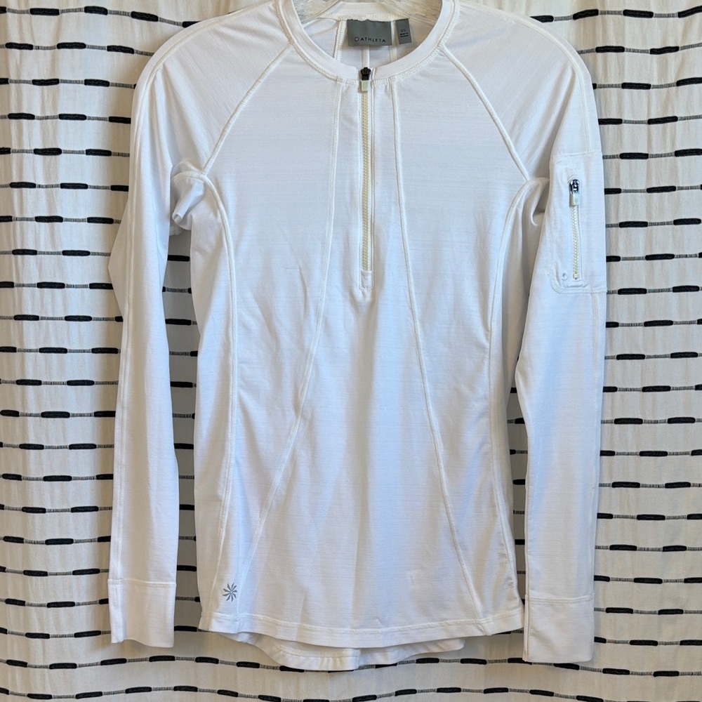Athleta White Half-Zip Swim Coverup Top XS